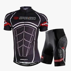 Mens Cycling Jersey Short Sleeve + Padded Shorts Cycle Clothing Set Sportswear M